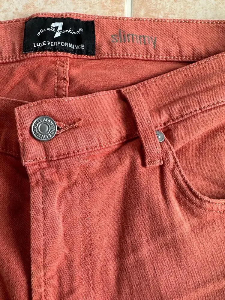 7 for‎ all mankind jeans slimmy straight orange terracotta Men size 34 x 29.5